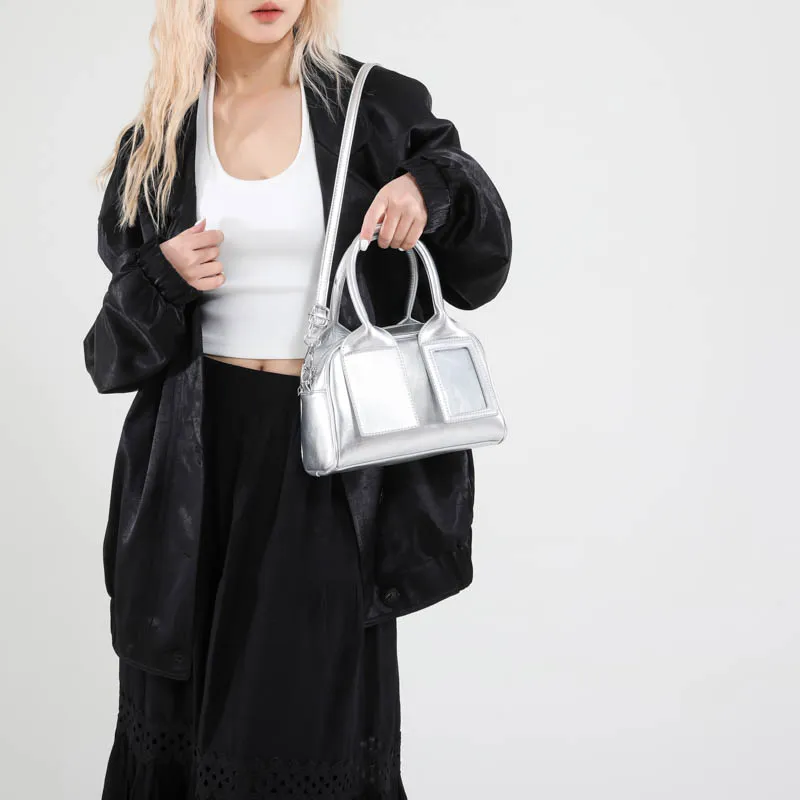 XIANGSU PU Shoulder Bag, Crossbody Bag, Handbag Women's Silver/Pink/Ecru/Burgundy/Brown/Black-3