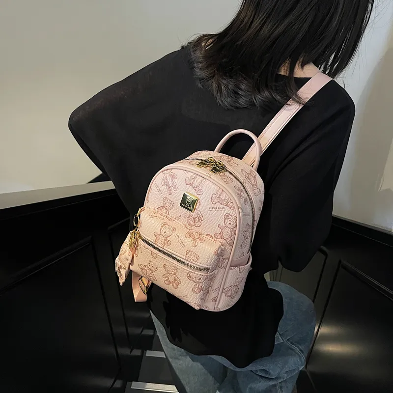 XIANGSU PU Backpack Women's Ecru/Pink/Black/Brown-11