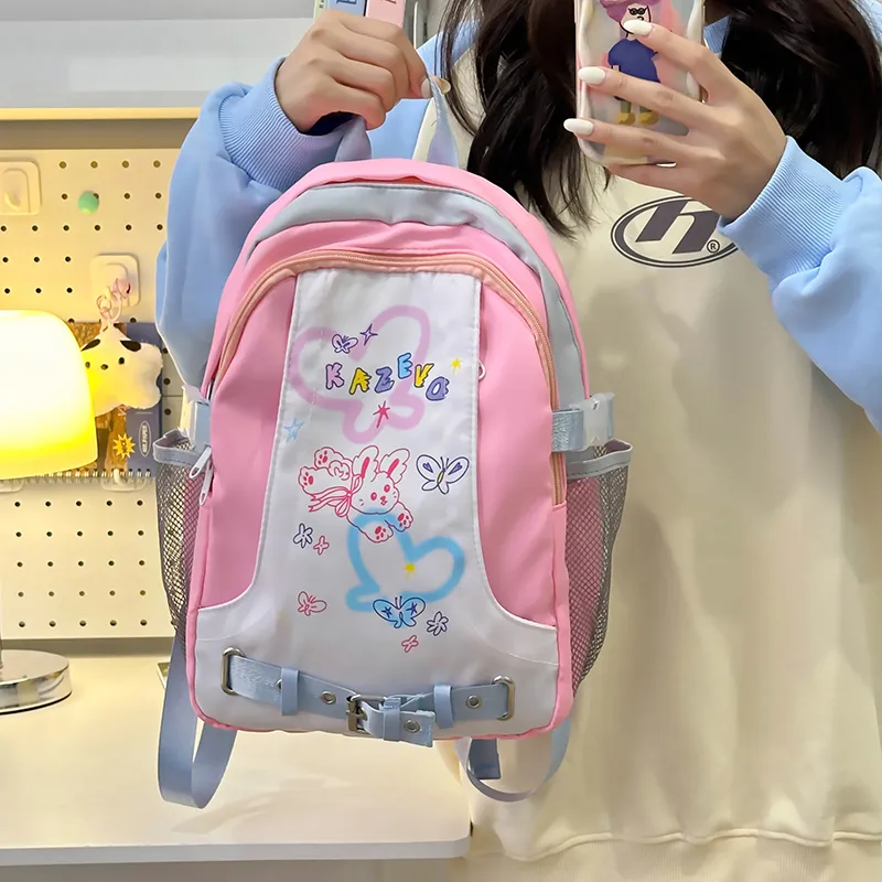 XIANGSU Nylon Backpack Women's Pink/Blue-4