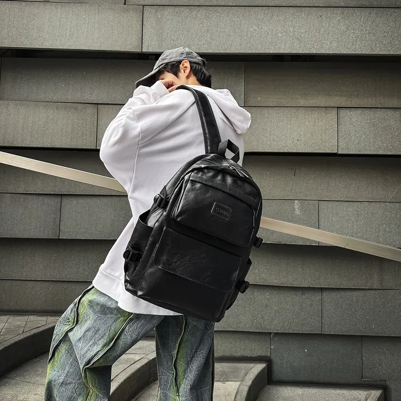 XIANGSU Pu Backpack Men's Black/Brown-5