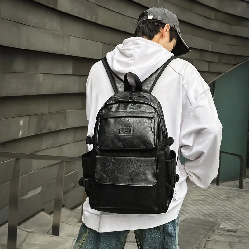 XIANGSU Pu Backpack Men's Black/Brown-4
