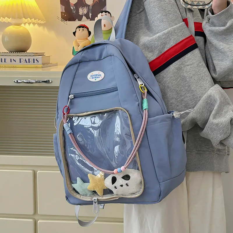 XIANGSU Nylon Backpack Regular Unisex Yellow/Blue/Gray-8