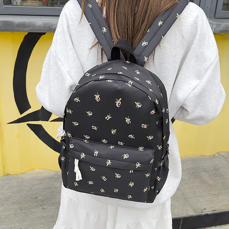 XIANGSU Nylon Backpack Unisex Green/Black/Pink/White-9