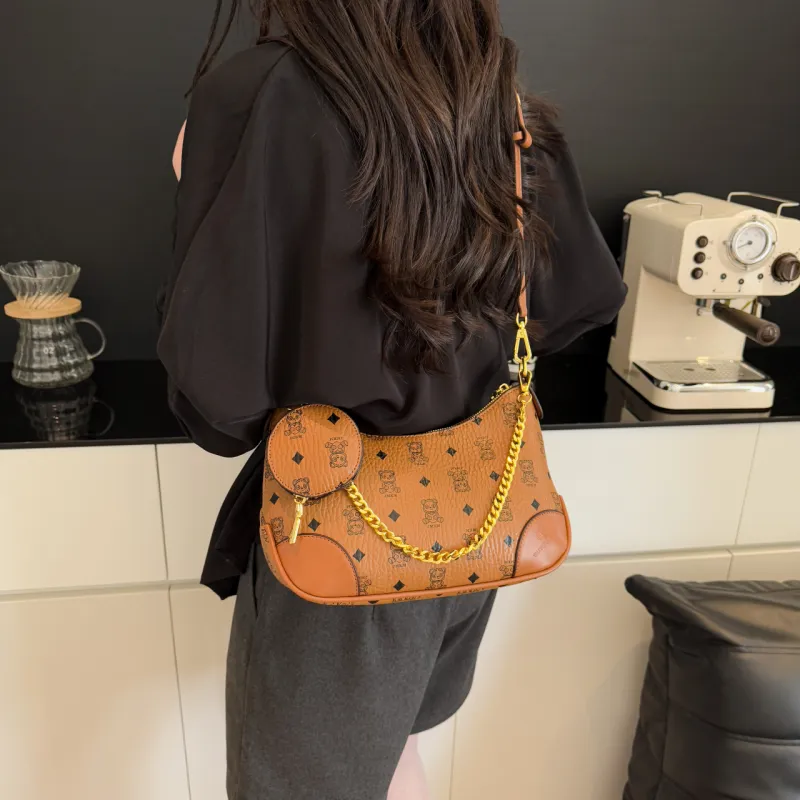 XIANGSU PU Shoulder Bag Women's Ecru/Brown-4