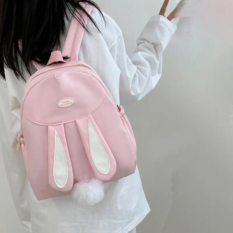 XIANGSU Nylon Fabric Backpack Regular Unisex White/Pink/Yellow/Blue/Black-6