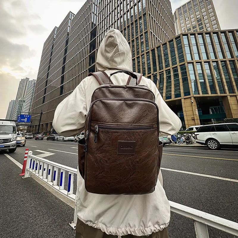 XIANGSU PU Backpack Regular Unisex Brown/Black-5