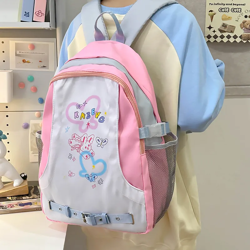 XIANGSU Nylon Backpack Women's Pink/Blue-1