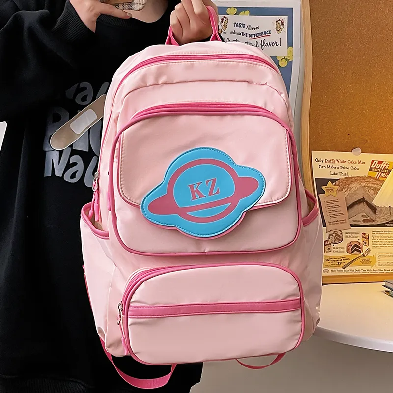 XIANGSU PU Backpack Unisex Pink/Fuchsia/Gray/Black-4