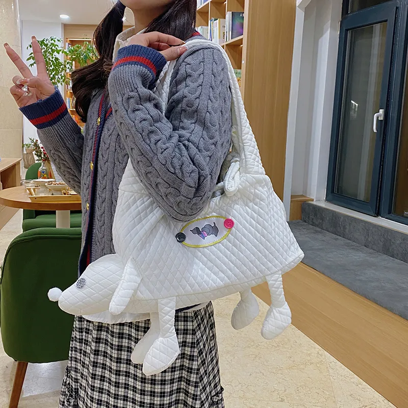 XIANGSU Nylon Shoulder Bag Women's White/Black-2