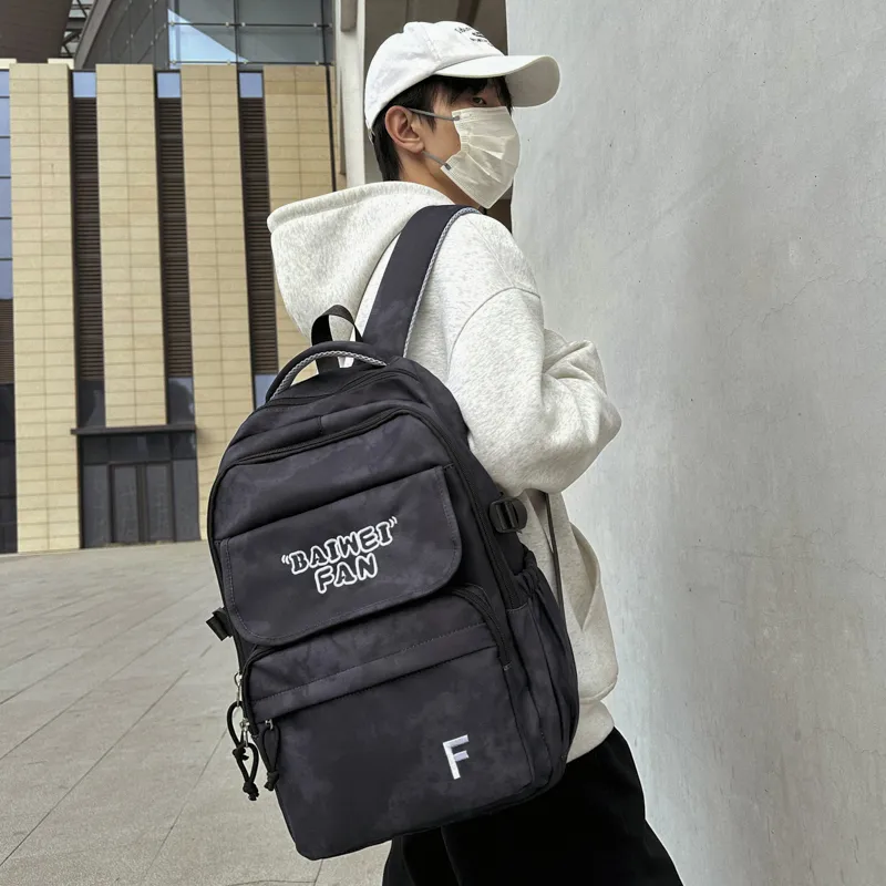 XIANGSU Nylon Backpack Unisex White/Black/Red/Green-8