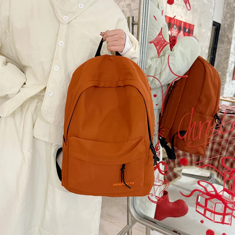 XIANGSU Nylon Fabric Backpack Unisex Brown/Blue/Black/White-5