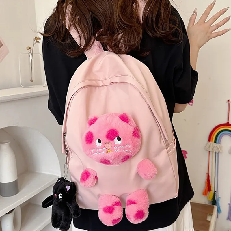 XIANGSU Nylon Backpack Unisex White/Pink/Black/Blue-8