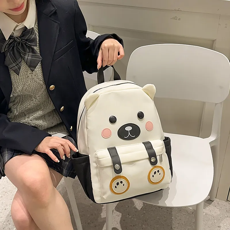 XIANGSU Nylon Backpack Women's Brown/White/Black-13