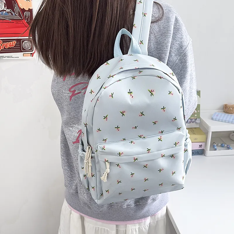 XIANGSU Nylon Backpack Unisex Green/Black/Pink/White-3