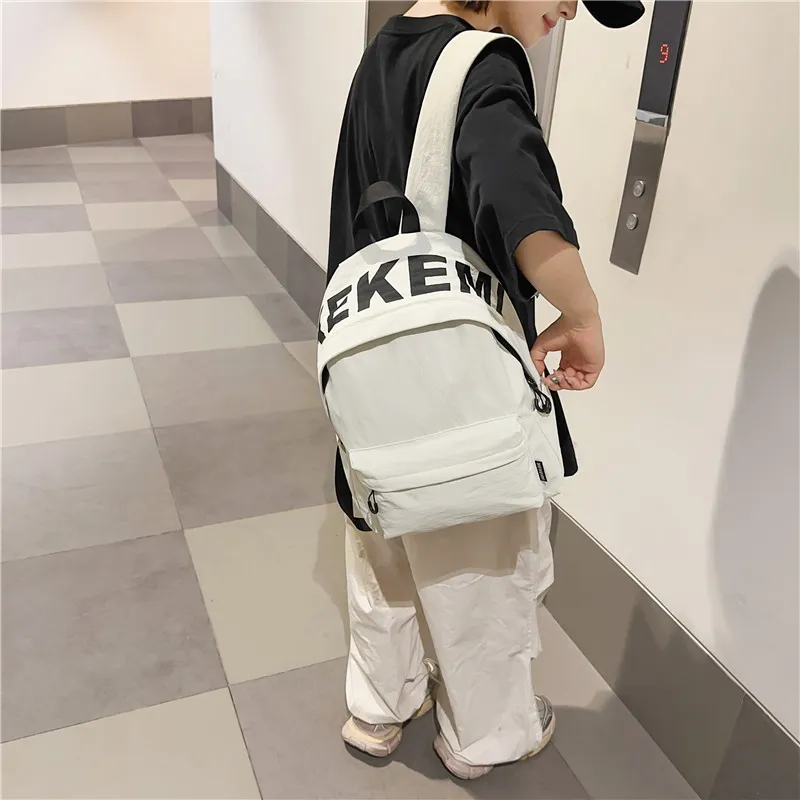 XIANGSU Nylon Backpack Unisex White/Black/Orange/Green/Purple-4
