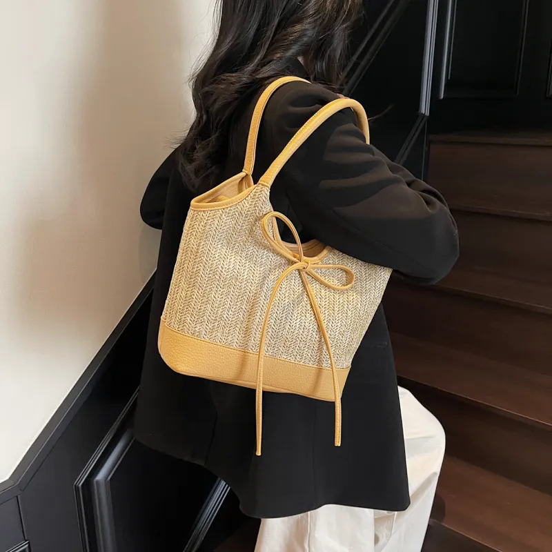 XIANGSU Straw Woven Shoulder Bag Women's Multicolor-12