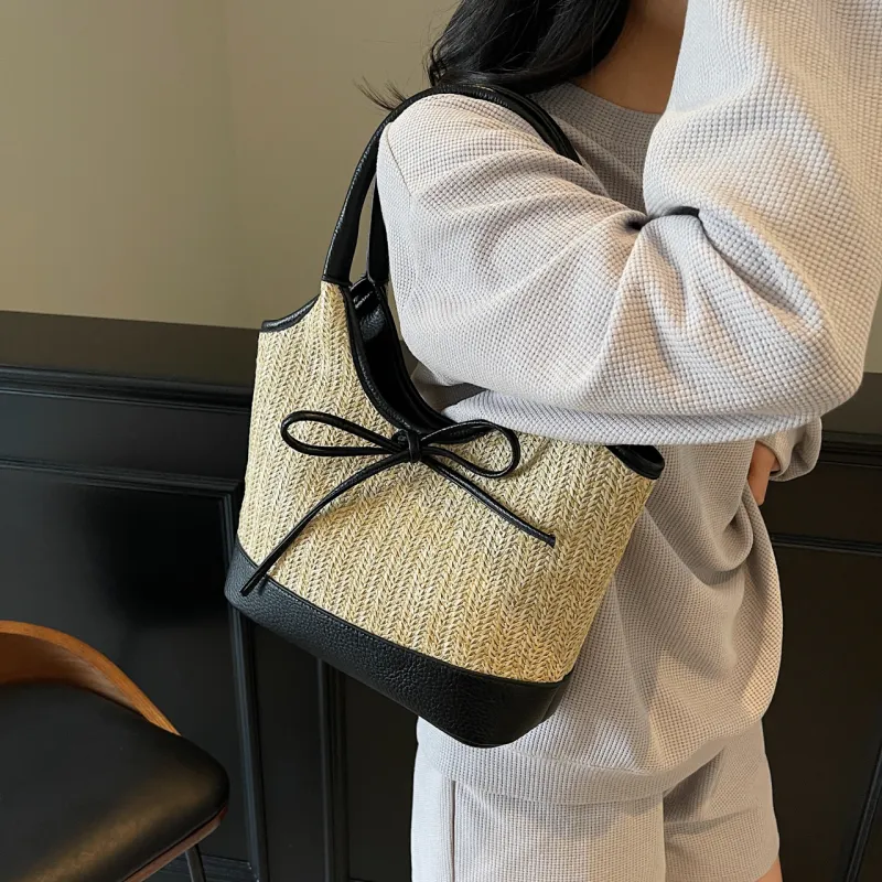 XIANGSU Straw Woven Shoulder Bag Women's Multicolor-6