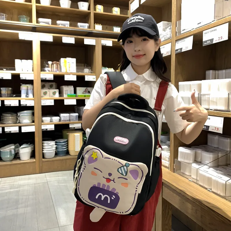 XIANGSU Nylon Backpack Unisex Purple/Blue/Black/Brown/White/Khaki-13