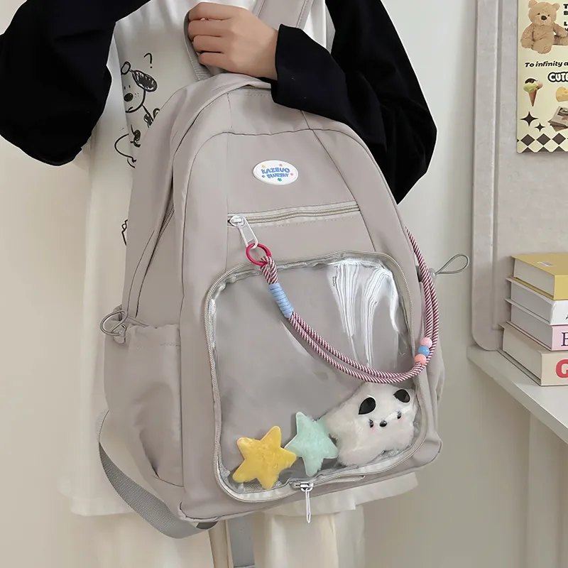 XIANGSU Nylon Backpack Regular Unisex Yellow/Blue/Gray-16