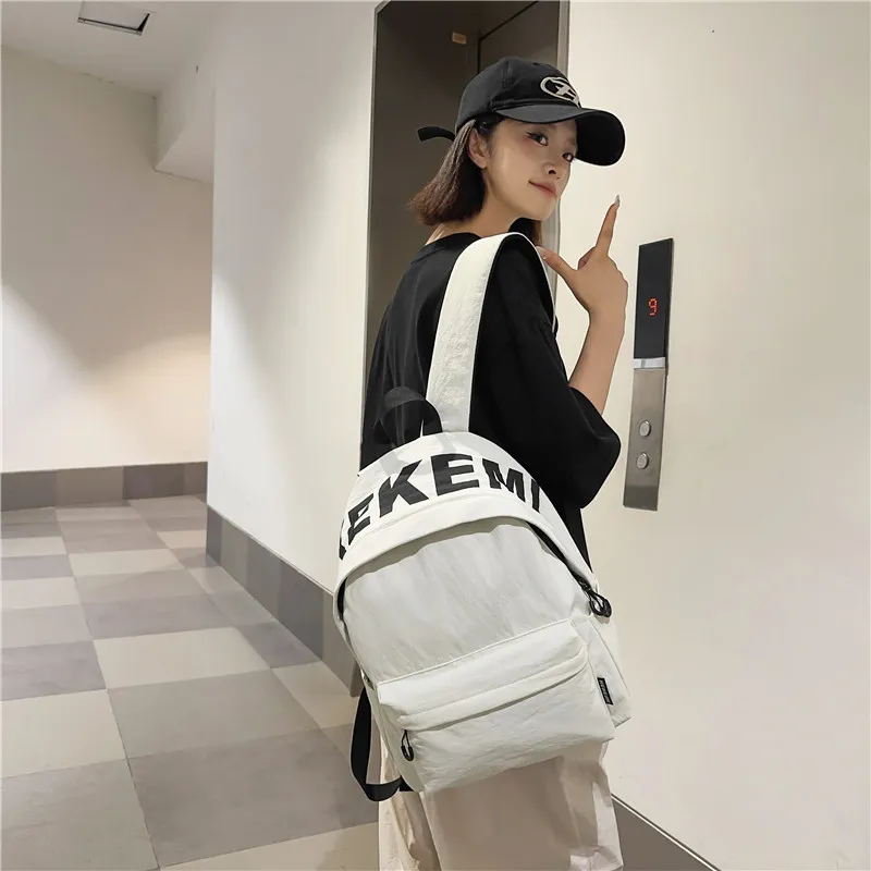 XIANGSU Nylon Backpack Unisex White/Black/Orange/Green/Purple-3