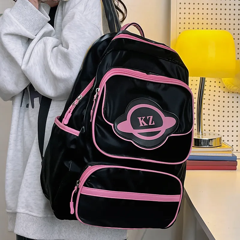 XIANGSU PU Backpack Unisex Pink/Fuchsia/Gray/Black-8