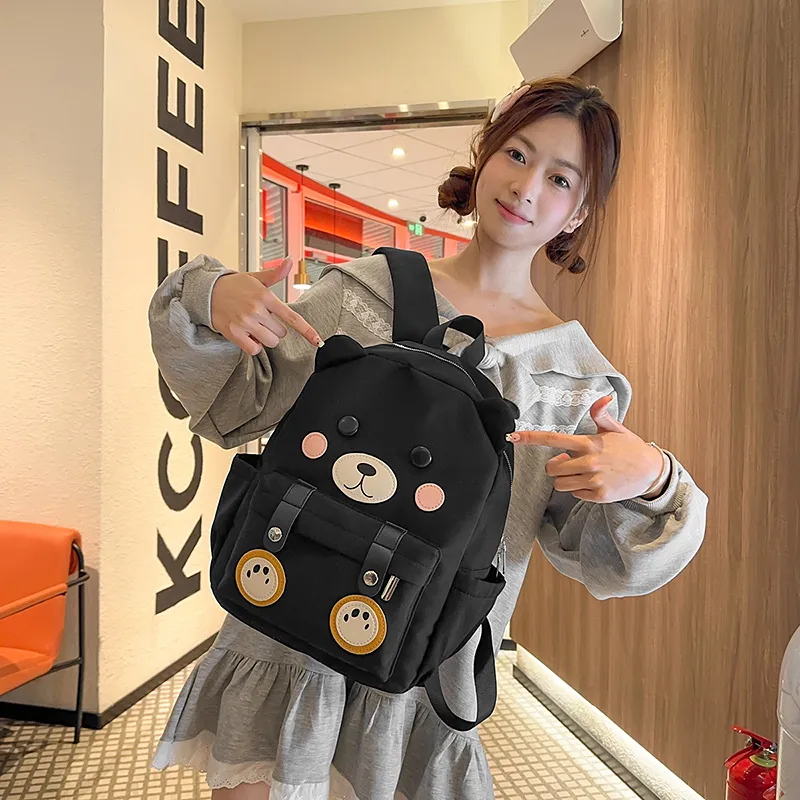 XIANGSU Nylon Backpack Women's Brown/White/Black-20