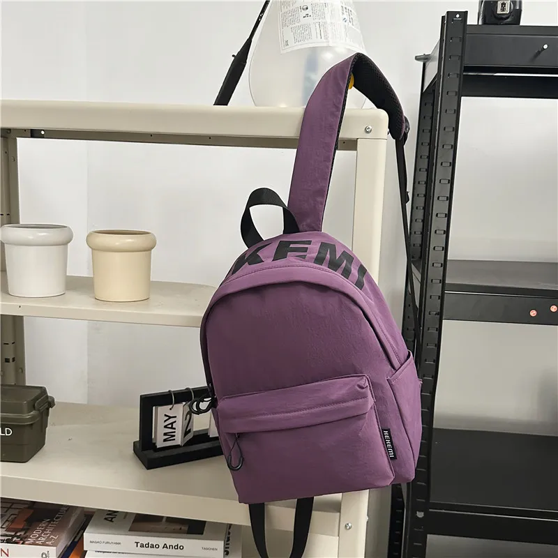 XIANGSU Nylon Backpack Unisex White/Black/Orange/Green/Purple-21