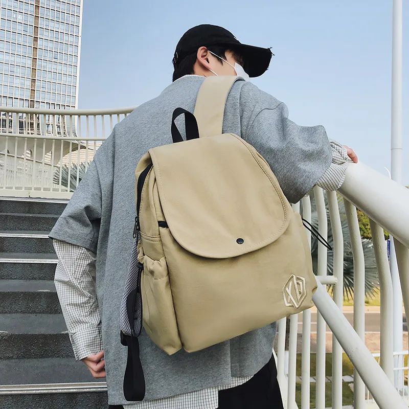 XIANGSU Nylon Backpack Unisex White/Khaki/Black/Gray/Red/Pink-9