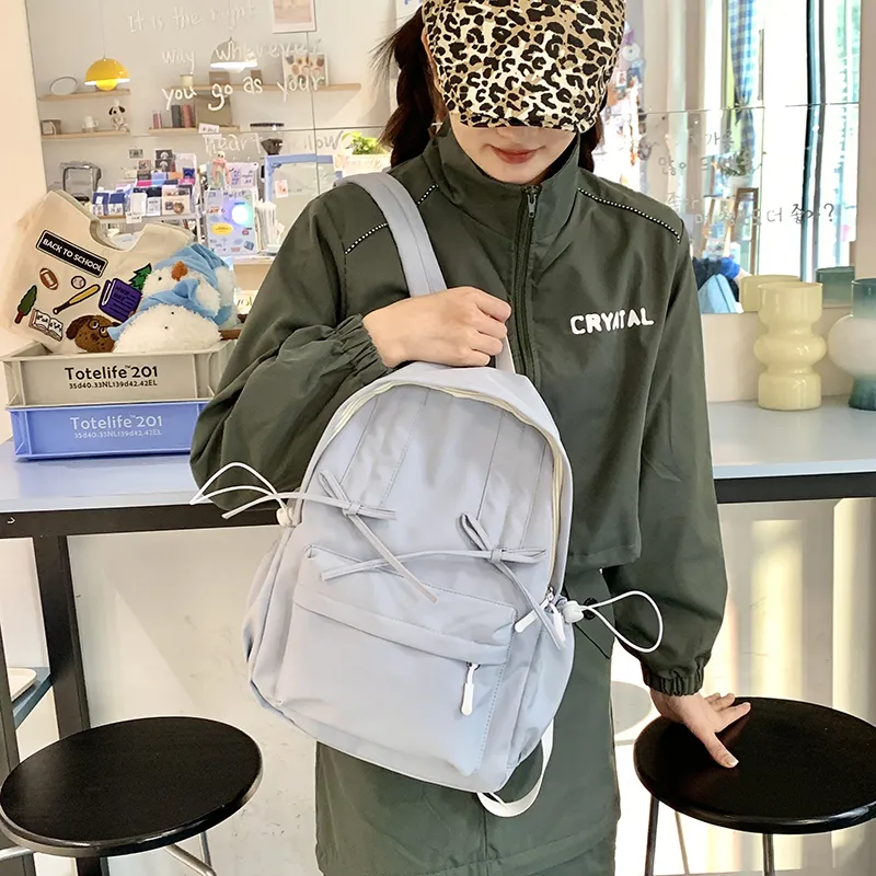XIANGSU Nylon Fabric Backpack Women's Light Green/Dark Green/Gray/Black-19