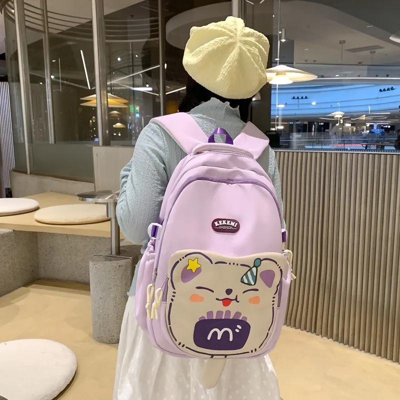 XIANGSU Nylon Backpack Unisex Purple/Blue/Black/Brown/White/Khaki-27
