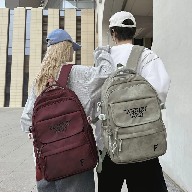 XIANGSU Nylon Backpack Unisex White/Black/Red/Green-14