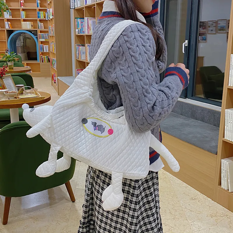 XIANGSU Nylon Shoulder Bag Women's White/Black-1