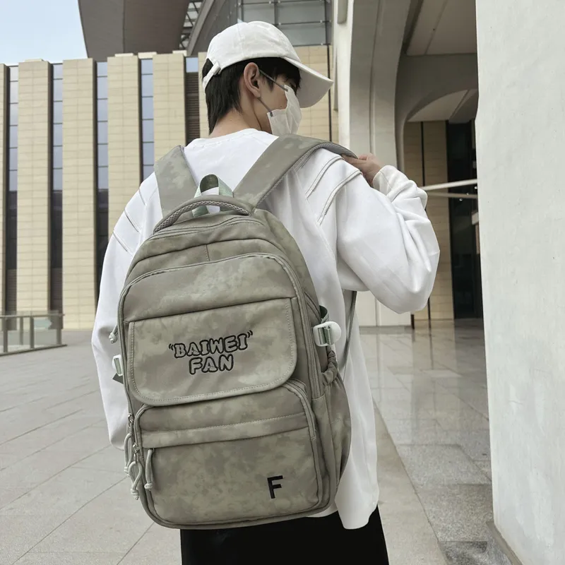 XIANGSU Nylon Backpack Unisex White/Black/Red/Green-16