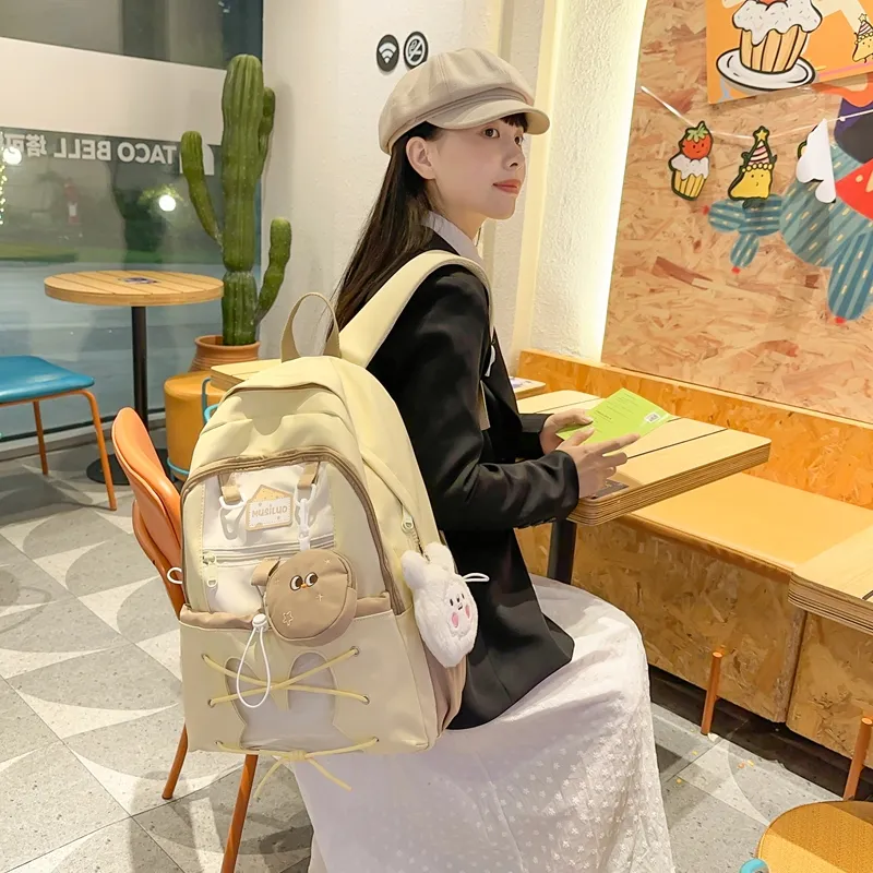 XIANGSU Nylon With PVC Backpack Women's Multicolor-11