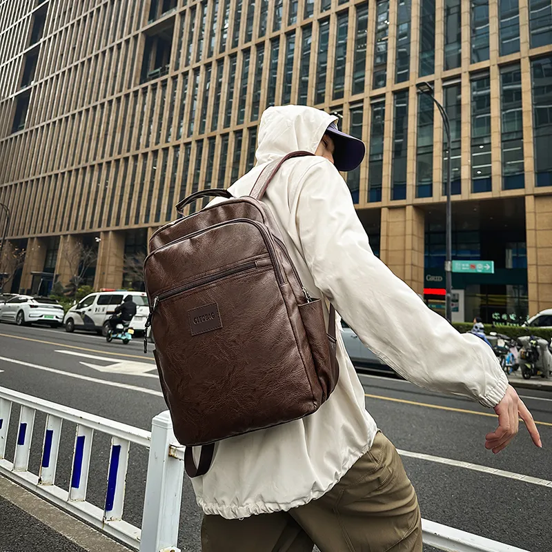 XIANGSU PU Backpack Regular Unisex Brown/Black-6