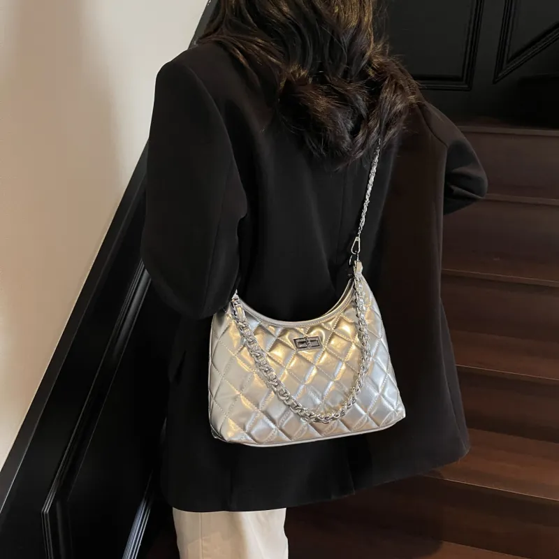 XIANGSU PU Shoulder Bag Women's Ecru/Silver/Black/Blue/Pink-7