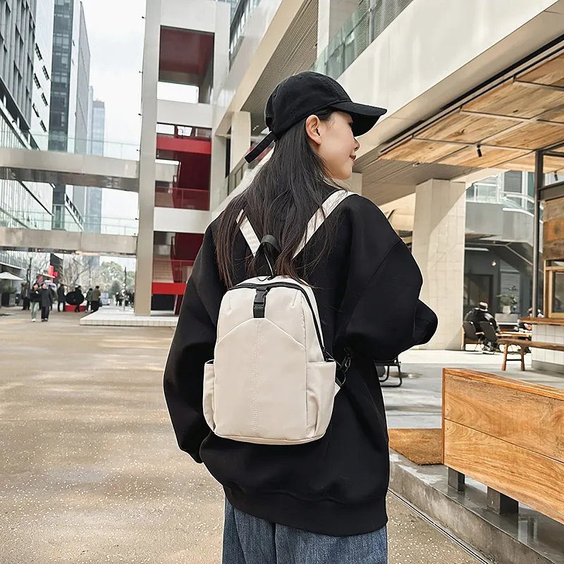 XIANGSU Nylon Sling Bag Backpack Regular Unisex White/Khaki/Green/Black-7