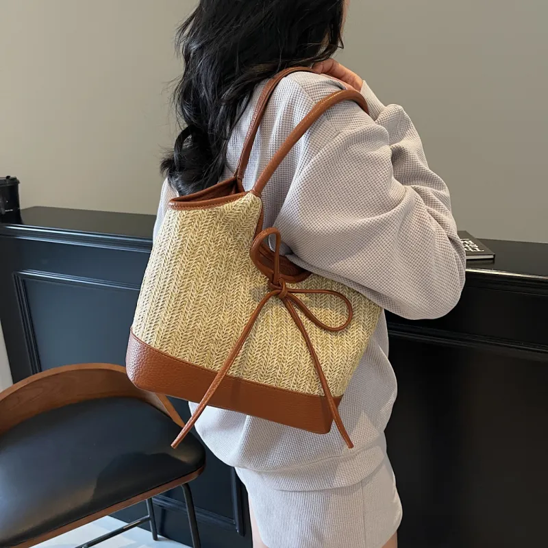 XIANGSU Straw Woven Shoulder Bag Women's Multicolor-17