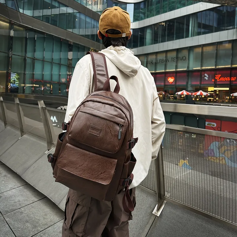 XIANGSU Pu Backpack Men's Black/Brown-11