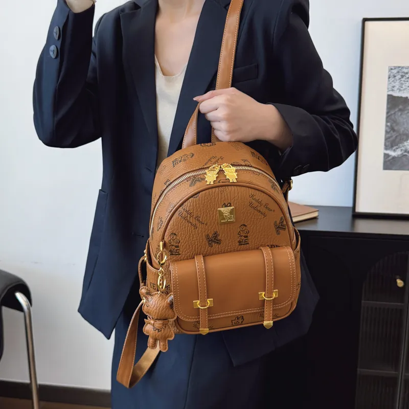 XIANGSU PU Backpack Women's Ecru/Pink/Brown/Black-11