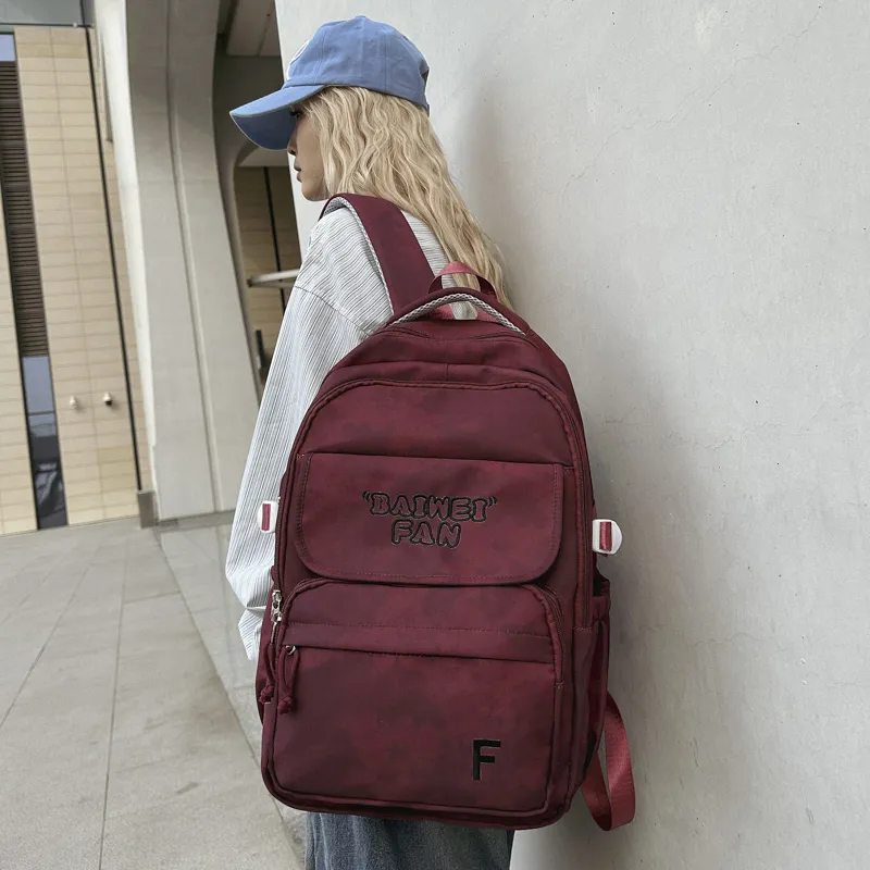 XIANGSU Nylon Backpack Unisex White/Black/Red/Green-12