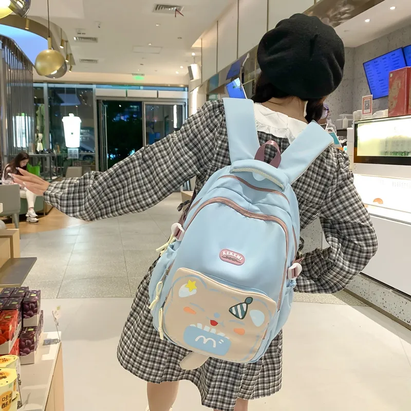 XIANGSU Nylon Backpack Unisex Purple/Blue/Black/Brown/White/Khaki-7