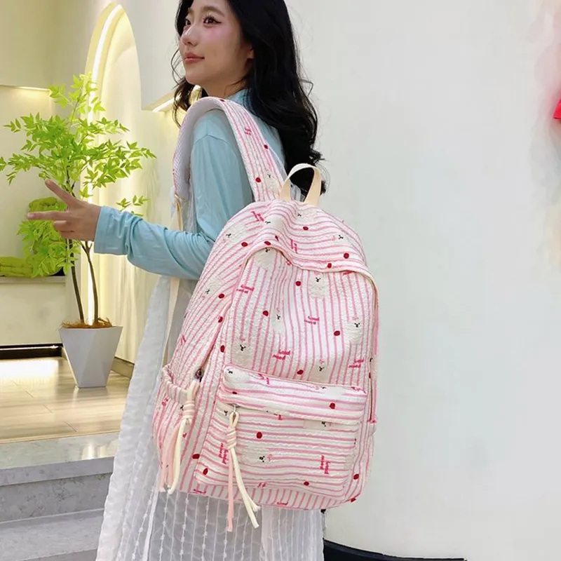 XIANGSU Nylon Backpack Women's Pink/White-3