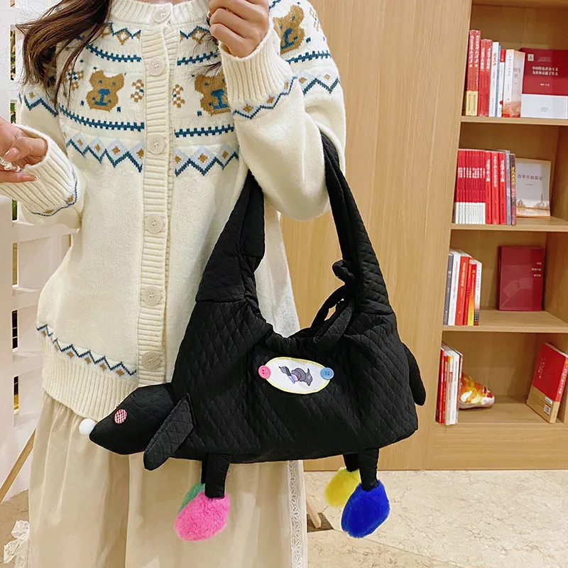 XIANGSU Nylon Shoulder Bag Women's White/Black-11