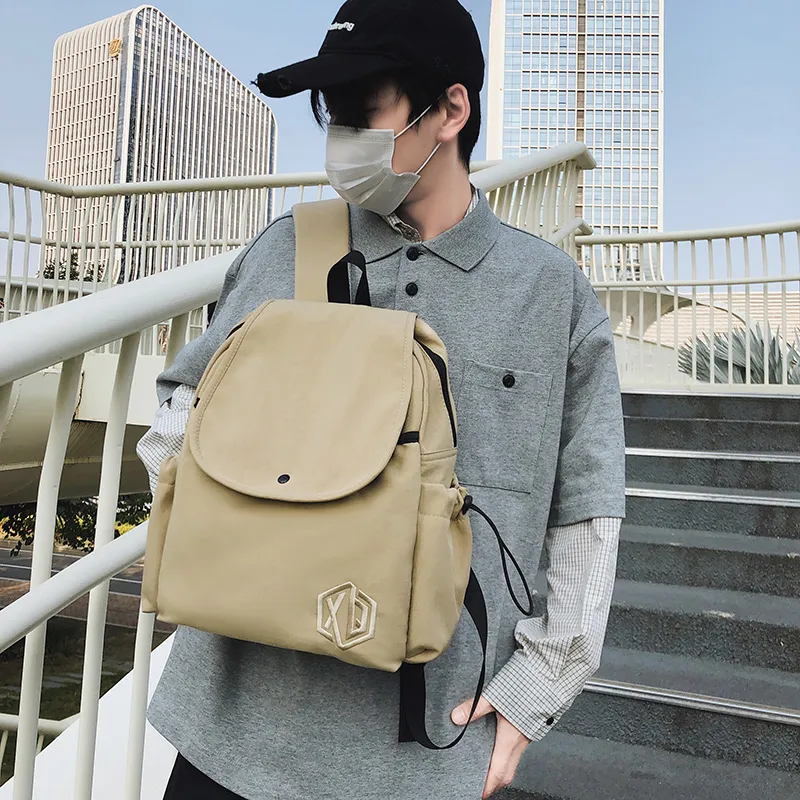 XIANGSU Nylon Backpack Unisex White/Khaki/Black/Gray/Red/Pink-8