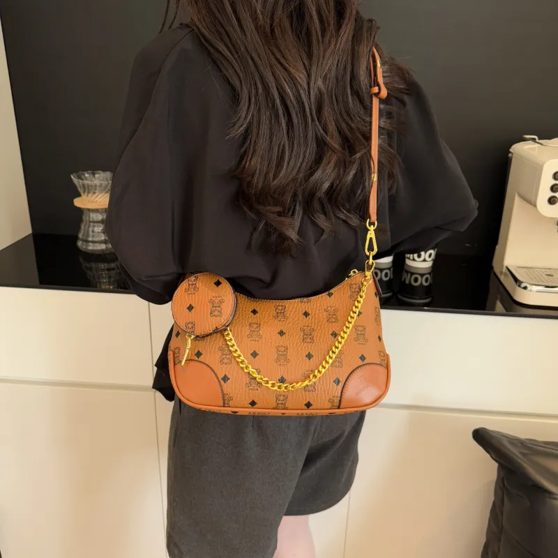 XIANGSU PU Shoulder Bag Women's Ecru/Brown-5