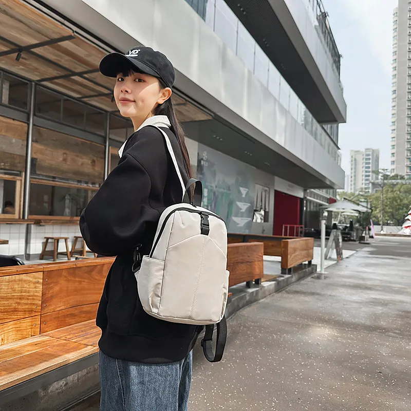 XIANGSU Nylon Sling Bag Backpack Regular Unisex White/Khaki/Green/Black-11