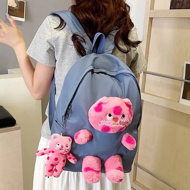 XIANGSU Nylon Backpack Unisex White/Pink/Black/Blue-16