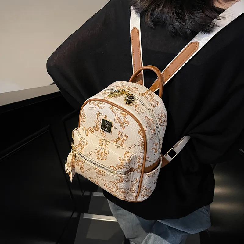 XIANGSU PU Backpack Women's Ecru/Pink/Black/Brown-4