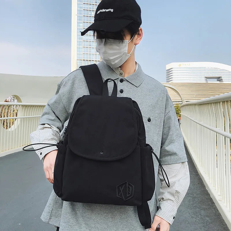 XIANGSU Nylon Backpack Unisex White/Khaki/Black/Gray/Red/Pink-12